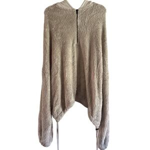 Free People Ivory Half Zip Hooded Sweater Sweatshirt Oversized Cozy Size Medium